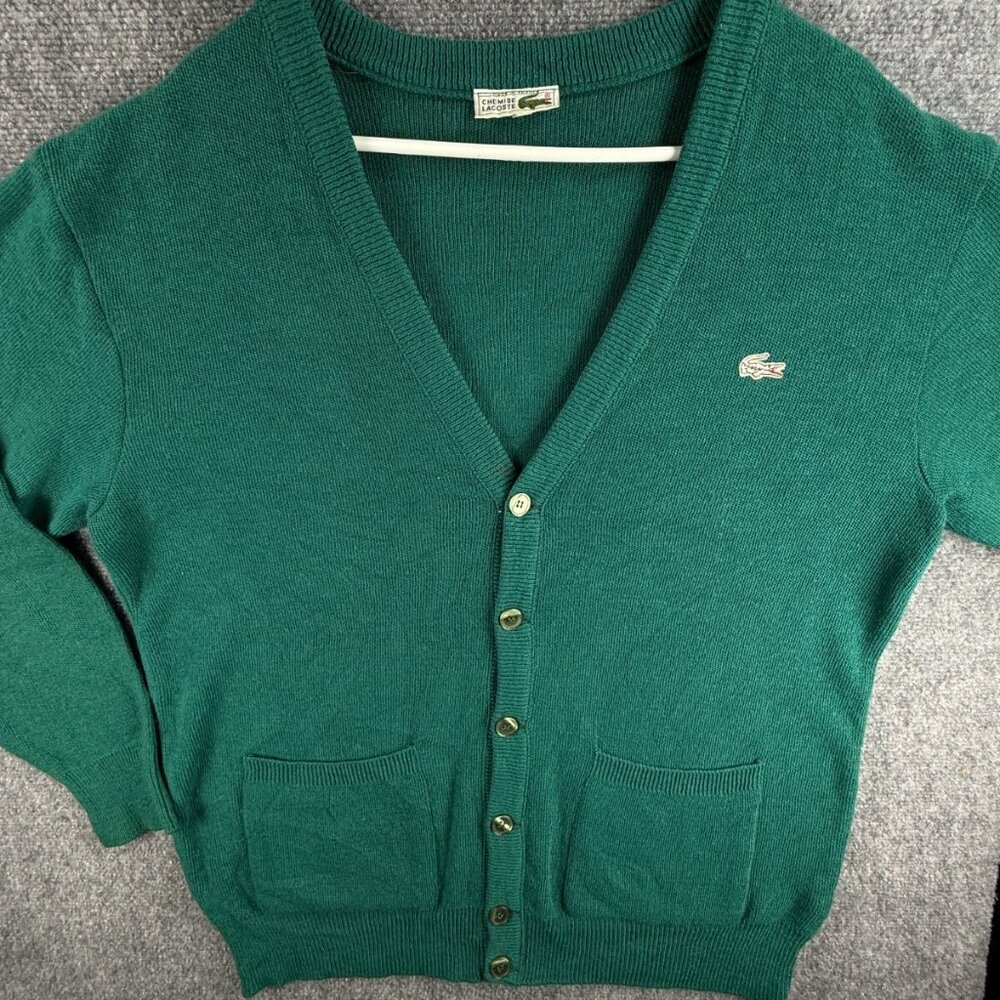Lacoste Green V-Neck Button Cardigan